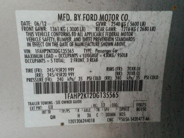 2013 FORD TAURUS SHO 1FAHP2KT2DG135565