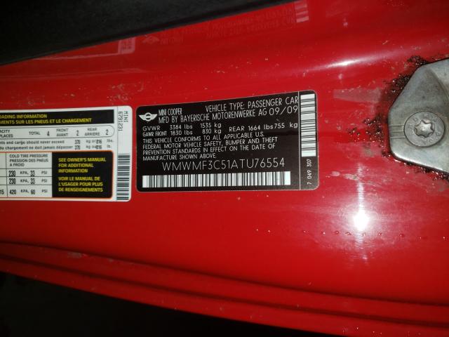 2010 MINI COOPER WMWMF3C51ATU76554