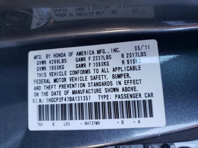 2011 HONDA ACCORD LXP 1HGCP2F47BA131357