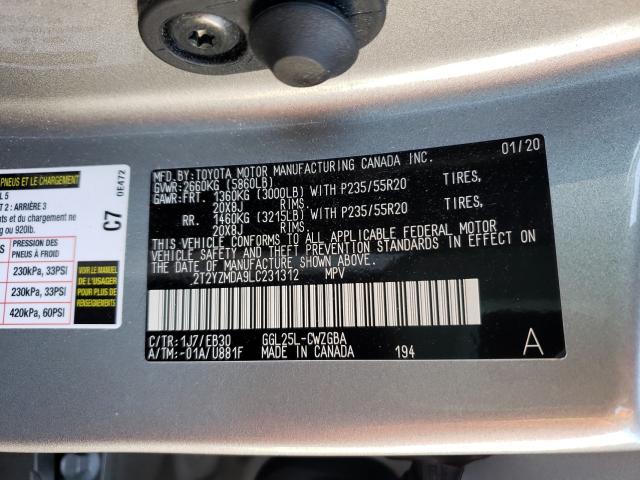 2020 LEXUS RX 350 F-S 2T2YZMDA9LC231312