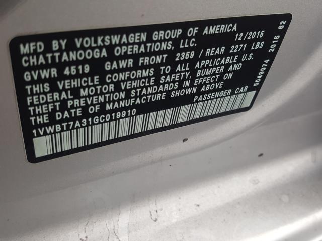 2016 VOLKSWAGEN PASSAT SE 1VWBT7A31GC019910