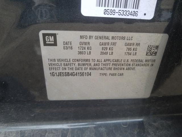 2016 CHEVROLET SONIC LTZ 1G1JE5SB4G4156104