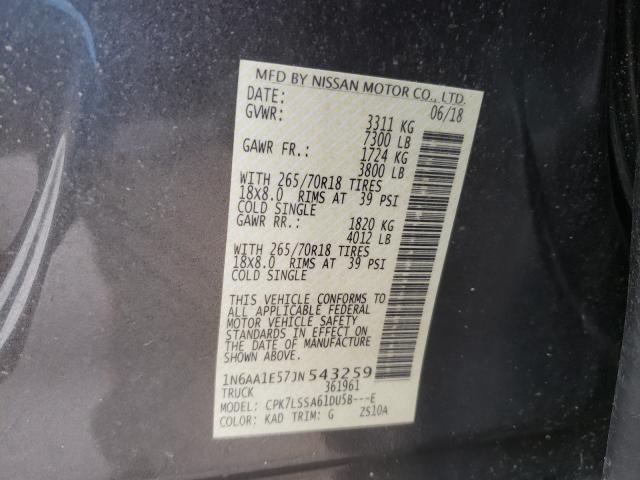 2018 NISSAN TITAN SV 1N6AA1E57JN543259