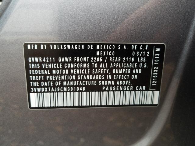 2012 VOLKSWAGEN JETTA 3VWDX7AJ9CM391046