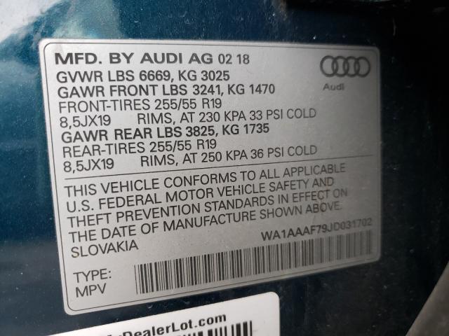 2018 AUDI Q7 PREMIUM WA1AAAF79JD031702