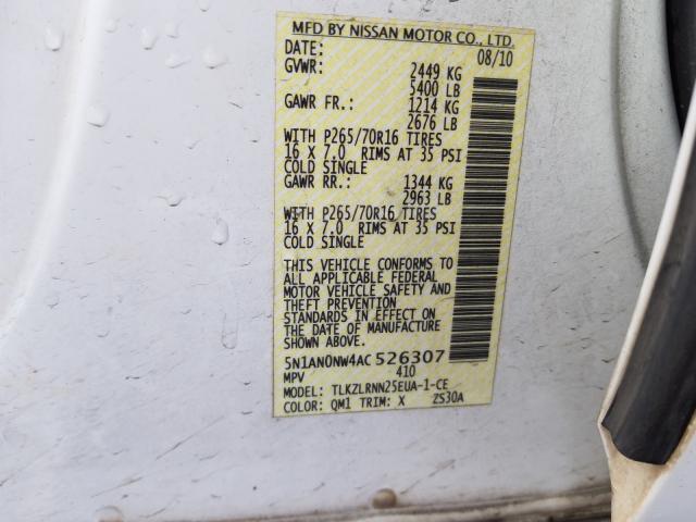 2010 NISSAN XTERRA OFF 5N1AN0NW4AC526307