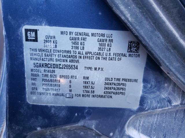2012 BUICK ENCLAVE 5GAKRCEDXCJ265634