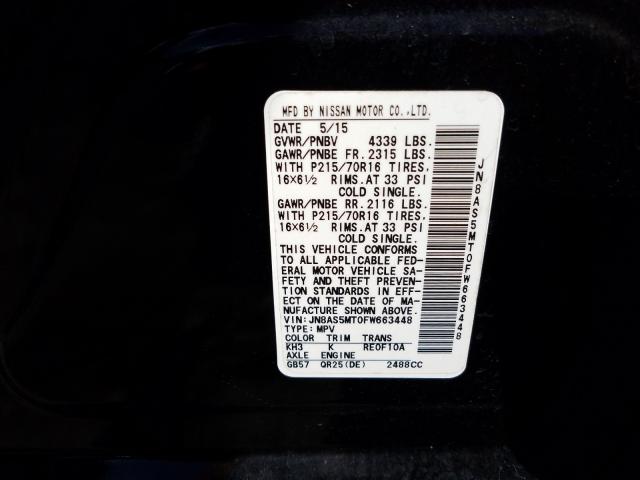 2015 NISSAN ROGUE SELE JN8AS5MT0FW663448
