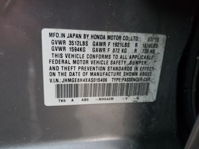 2010 HONDA FIT SPORT JHMGE8H4XAS015406