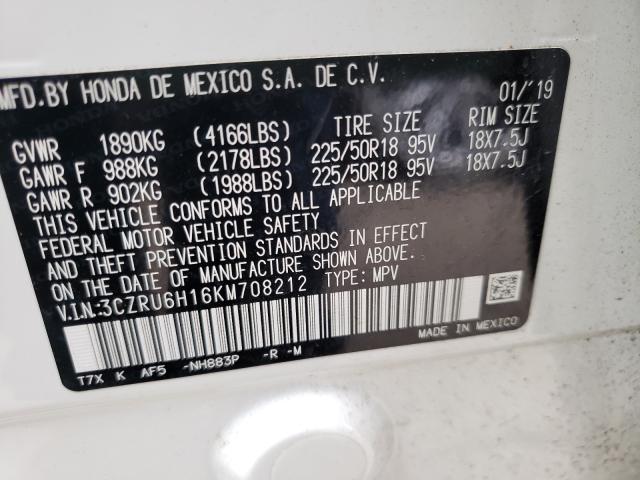 2019 HONDA HR-V SPORT 3CZRU6H16KM708212