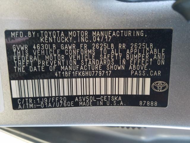 2017 TOYOTA CAMRY LE/S 4T1BF1FK6HU779717