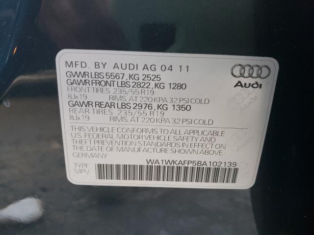 2011 AUDI Q5 PRESTIG WA1WKAFP5BA102139