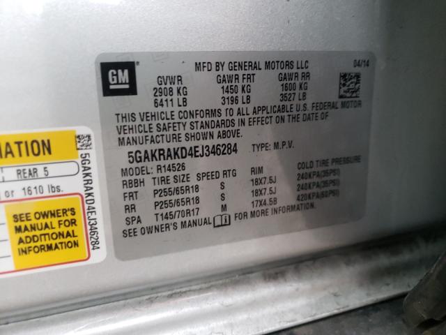2014 BUICK ENCLAVE 5GAKRAKD4EJ346284