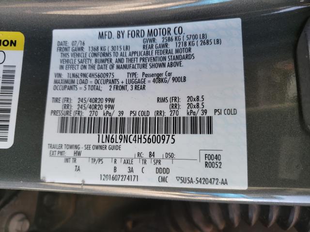 2017 LINCOLN CONTINENTA 1LN6L9NC4H5600975