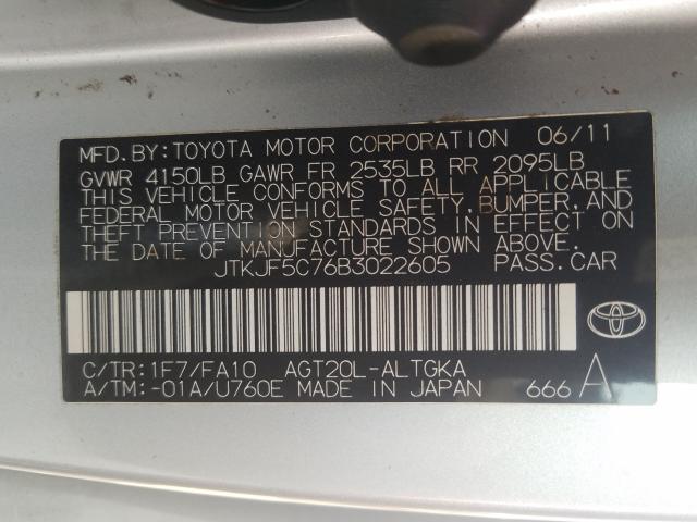 2011 TOYOTA SCION TC JTKJF5C76B3022605