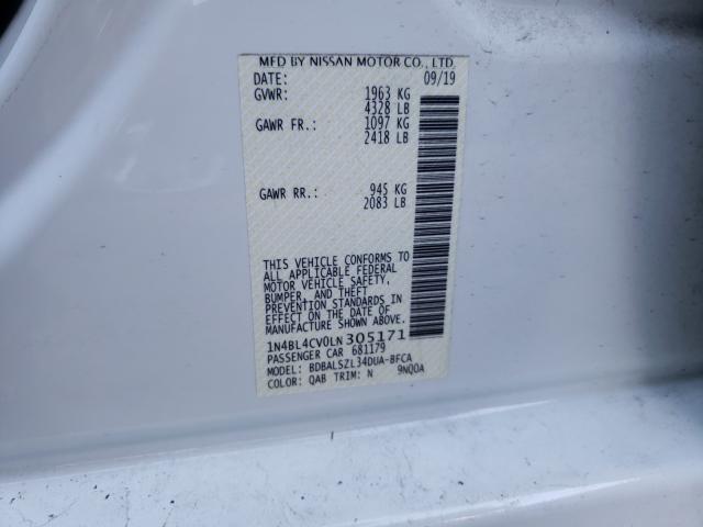 2020 NISSAN ALTIMA SR 1N4BL4CV0LN305171