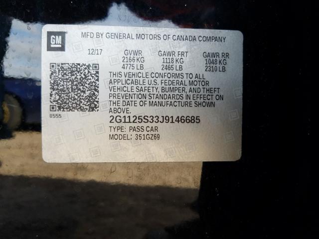 2018 CHEVROLET IMPALA PRE 2G1125S33J9146685