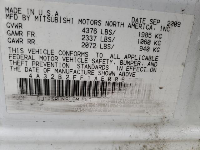 2010 MITSUBISHI GALANT FE 4A32B2FF1AE006126