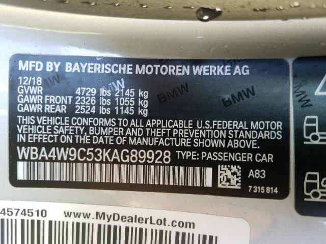 2019 BMW 440XI WBA4W9C53KAG89928