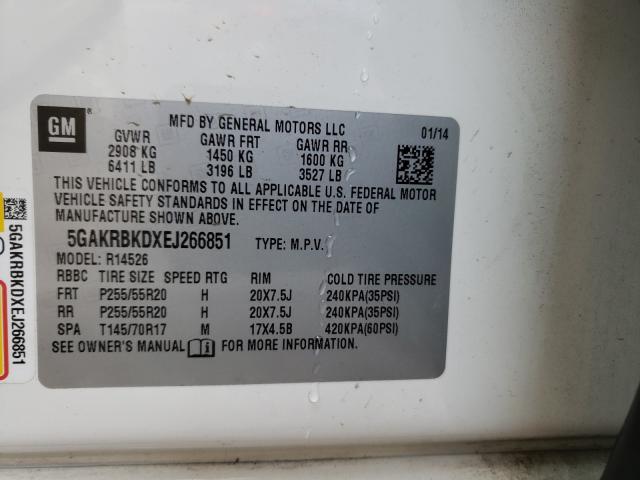 2014 BUICK ENCLAVE 5GAKRBKDXEJ266851