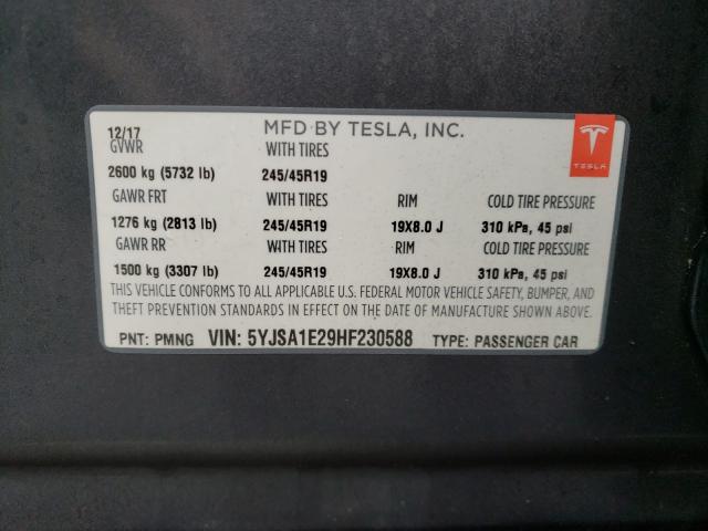 2017 TESLA MODEL S 5YJSA1E29HF230588