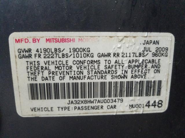 2010 MITSUBISHI LANCER GTS JA32X8HW7AU003479