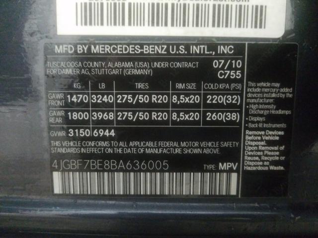 2011 MERCEDES-BENZ GL 450 4MA 4JGBF7BE8BA636005