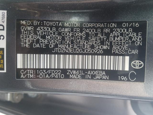 2016 TOYOTA PRIUS V JTDZN3EU2GJ050926