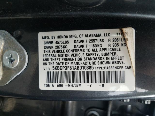 2010 HONDA ACCORD EXL 5KBCP3F81AB010385