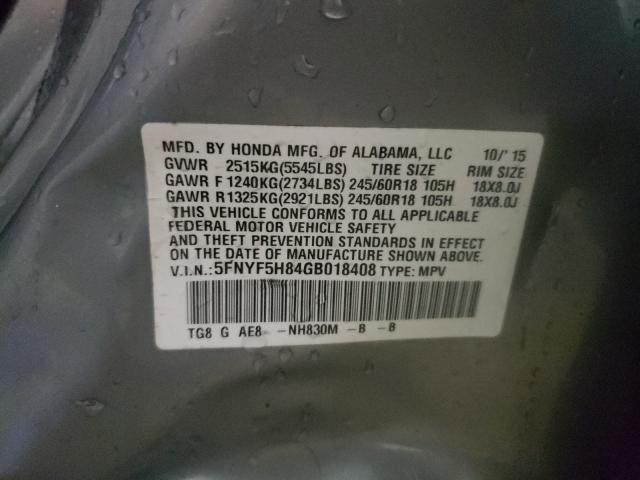 2016 HONDA PILOT EXL 5FNYF5H84GB018408