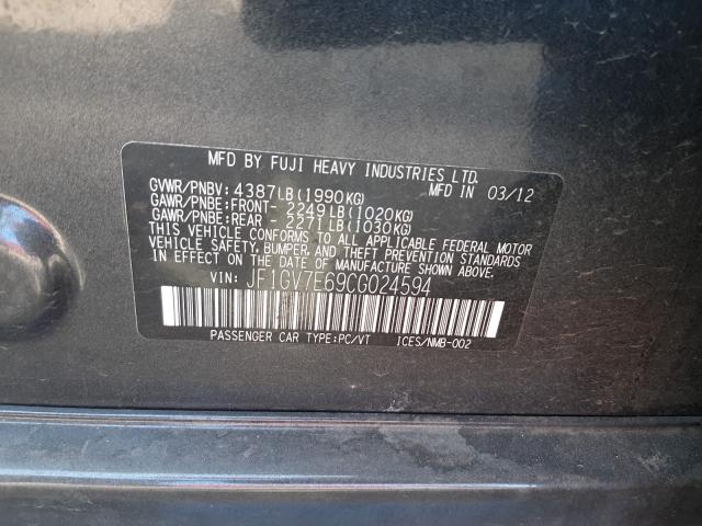 2012 SUBARU IMPREZA WR JF1GV7E69CG024594
