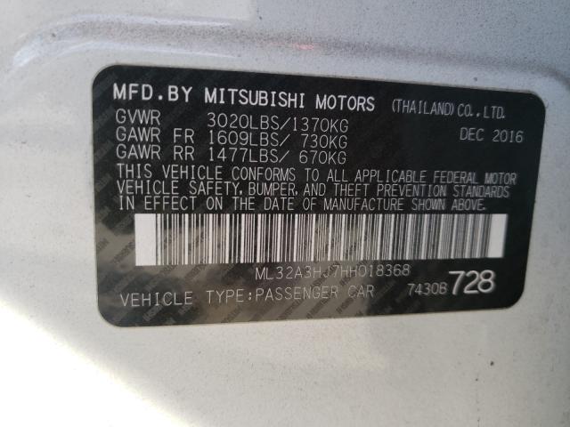 2017 MITSUBISHI MIRAGE ES ML32A3HJ7HH018368