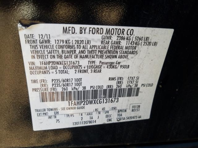 2012 FORD TAURUS SE 1FAHP2DWXCG131673