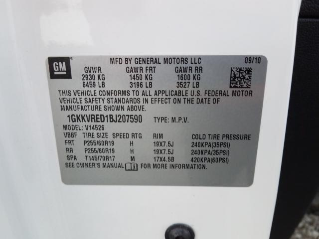 2011 GMC ACADIA SLT 1GKKVRED1BJ207590