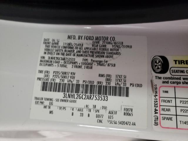 2010 LINCOLN MKZ 3LNHL2GC2AR753533