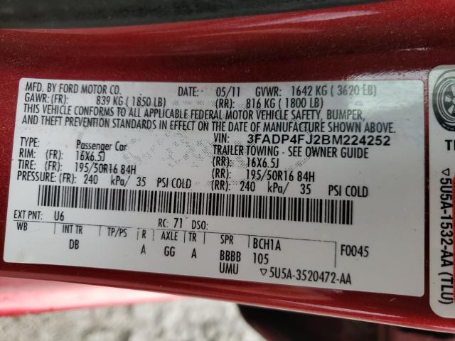 2011 FORD FIESTA SES 3FADP4FJ2BM224252