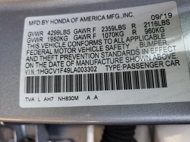 2020 HONDA ACCORD EX 1HGCV1F49LA003302