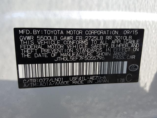 2015 LEXUS LS 460L JTHGL5EF7F5055796