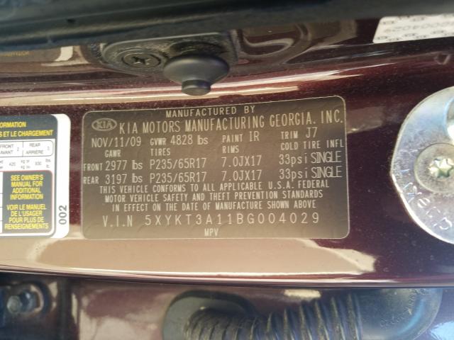 2011 KIA SORENTO BA 5XYKT3A11BG004029