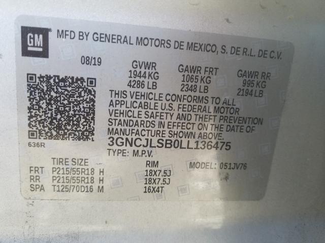 2020 CHEVROLET TRAX 1LT 3GNCJLSB0LL136475