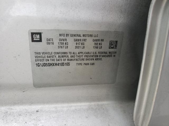 2017 CHEVROLET SONIC LT 1G1JD5SHXH4105165