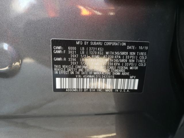 2020 SUBARU ASCENT LIM 4S4WMALD1L3423915