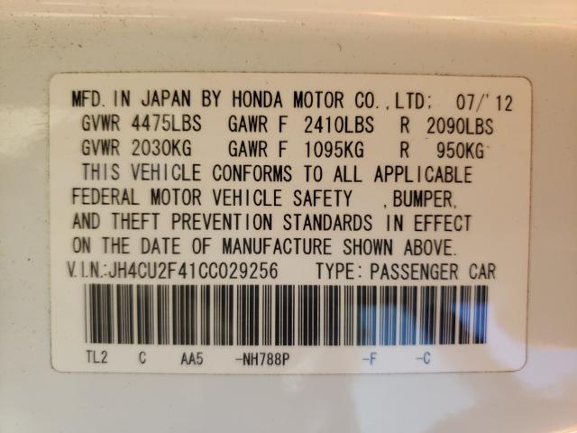 2012 ACURA TSX JH4CU2F41CC029256