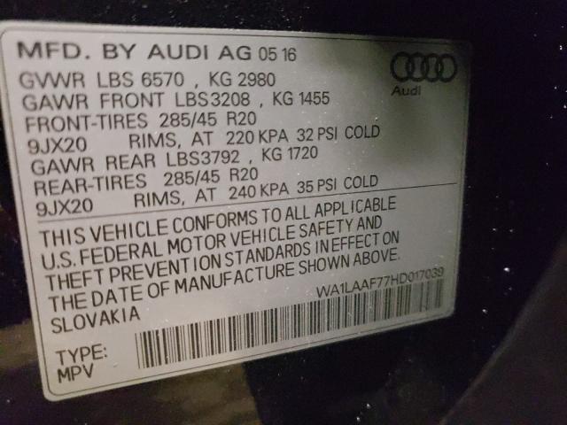 2017 AUDI Q7 PREMIUM WA1LAAF77HD017039