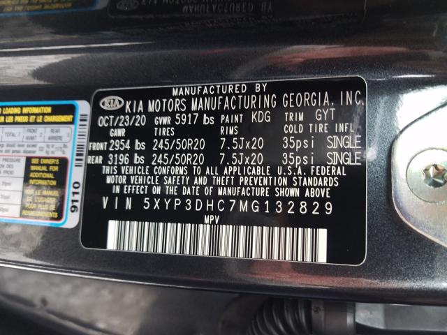 2021 KIA TELLURIDE 5XYP3DHC7MG132829
