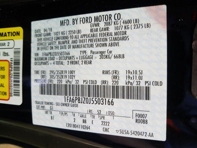 2018 FORD MUSTANG SH 1FA6P8JZ0J5503166