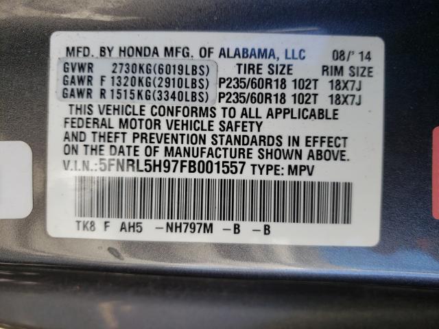 2015 HONDA ODYSSEY TO 5FNRL5H97FB001557