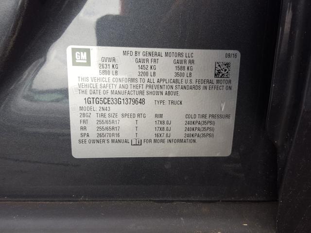 2016 GMC CANYON SLE 1GTG5CE33G1379648