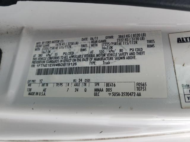 2011 FORD E150 1FTNE1EW4BDB19126