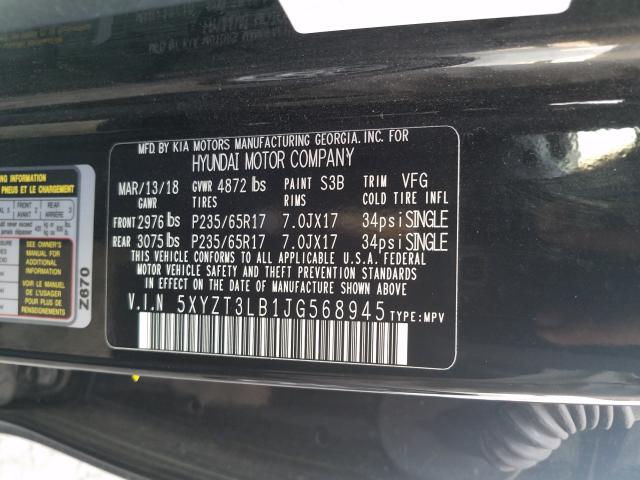 2018 HYUNDAI SANTA FE S - 5XYZT3LB1JG568945